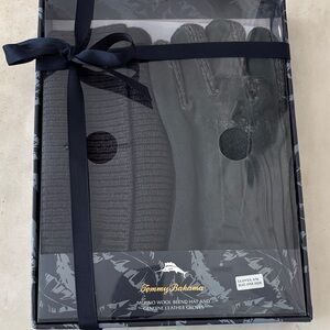 Tommy Bahama Grey Wool Hat and Leather Gloves Set